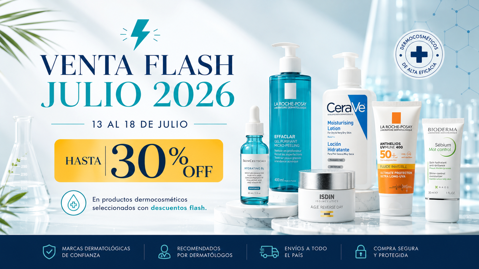 Venta Flash de julio en productos y procedimientos dermatológicos